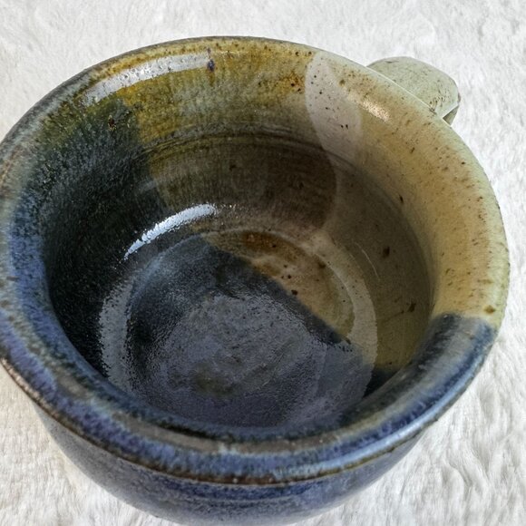 Handmade Studio Art Stoneware Pottery Soup Mug With Unique Glaze Signed 87' - Picture 4 of 6